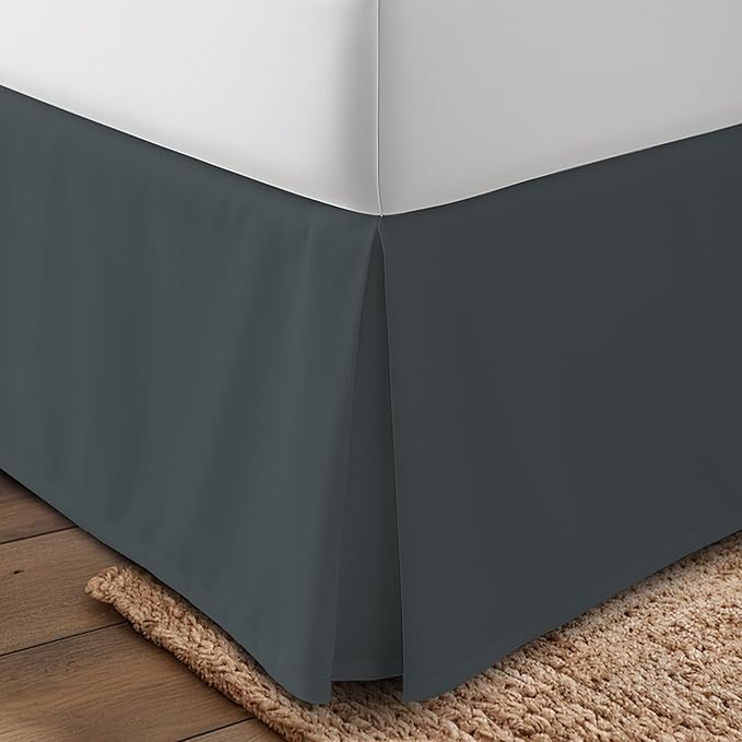 Utopia Bedding King Bed Skirt - Soft Quadruple Pleated - Easy Fit with 16 Inch Tailored Drop - Hotel Quality, Shrinkage and Fade Resistant (King, Grey)