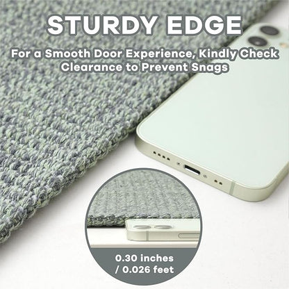 EARTHALL Washable Runner Rug 2x8 Ft Non Slip Runners for Hallways Cotton Rubber Backed Kitchen Runner Braided Indoor Floor Carpet Runners for Entryway, Hallway, Kitchen, Bedroom, Green/Grey