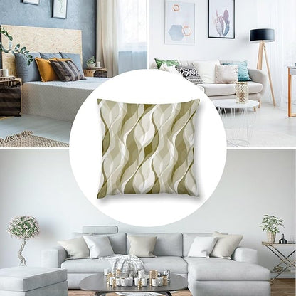 Light Green Throw Pillow Covers Abstract Ombre Light Green and Grey Striped Decorations for Bedroom Living Room Farmhouse Sofa Pillows Bed Couch 16x16 Inch