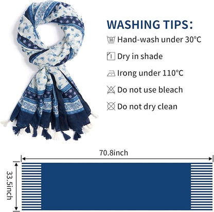 Scarf for Women Lightweight Soft Floral Leopard Printed Scarves Fall Winter Fashion Shawl Wrap with Fringe