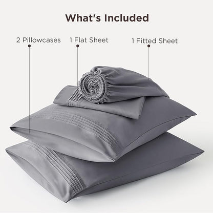Bedsure Deep Pocket Queen Sheets Set - Fits Mattresses Up to 21 Inches Thick - 4 Piece GentleSoft Bed Sheets, Moisture Wicking, Soft & Cooling Bedsheet & Pillowcases, Easy & Secure Fit, Grey