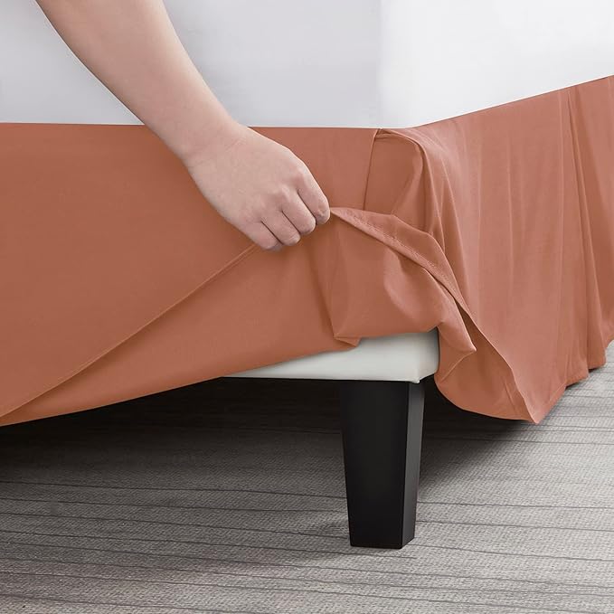 Nestl Rust Full Bed Skirt - Full Size Bed Skirt 14 Inch Drop - Brushed Microfiber Bed Skirts - Hotel Quality Pleated Bed Skirt - Shrinkage & Fade Resistant