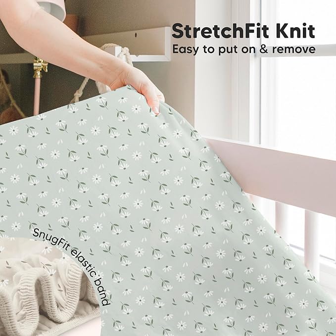 KeaBabies 2-Pack Baby Crib Sheets for Boys, Girls - 52x28 Viscose Derived from Bamboo Toddler Bed Sheets Neutral, Fitted Crib Mattress Cover for Standard Baby Bedding, Soft & Cozy (Daisies)