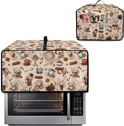 Toaster Oven Dust Cover Small Kitchen Appliance Cover for Countertop Convection Ovens,Small Appliances, S, 14.5 x 18.5 x 9 Inches, Coffee Chocolate Print Beige