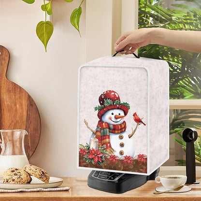 Christmas Coffee Maker Cover, Cute Snowman Cardinal Coffee Dust Protector Washable Foldable
