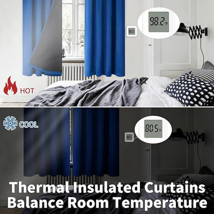 BGment Blackout Curtains for Bedroom 54 Inch Length, Short Thermal Insulated Full Room Darkening Small Window Curtains, Each Window Curtains 2 Panels, 52 x 54 Inch, Royal Blue