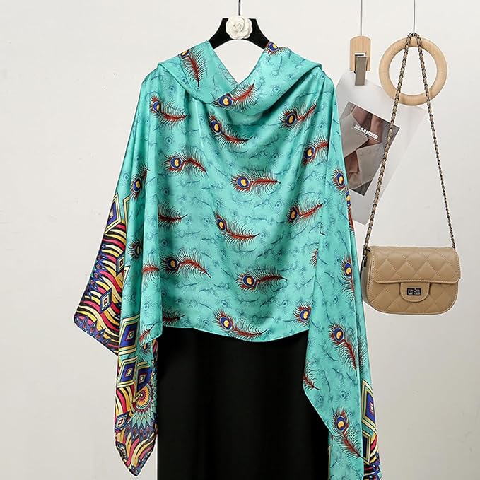 Fashion Scarves Scarf 100% Silk Feeling Scarf Silk Like Scarves Long Lightweight Sunscreen Shawls for Women