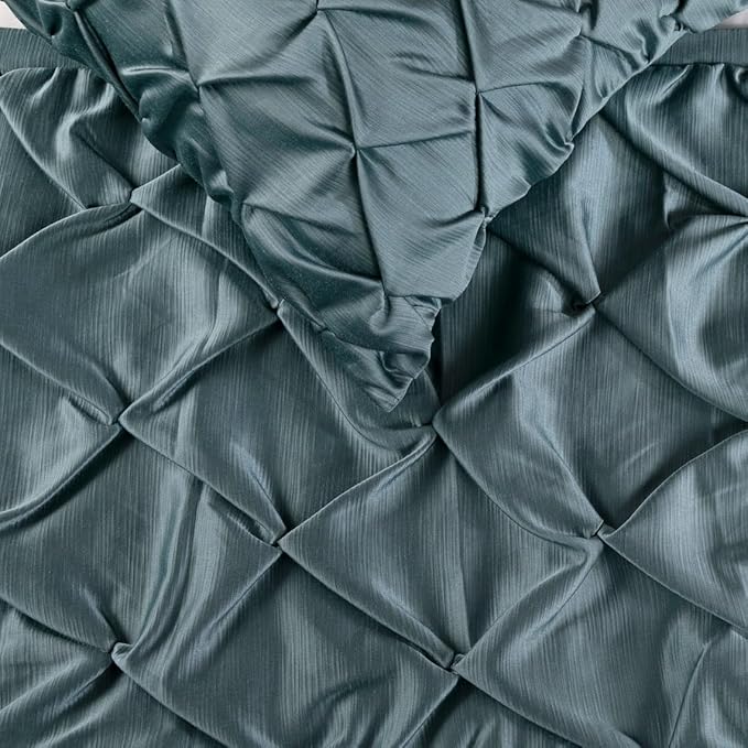 The HomeCentric Decorative Blue King 90 x 18 inch Bed Runner with Pillow Cover Set, Satin Pintucks Bed Scarf, Solid Color Modern - Satin Nights