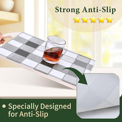 Drawer and Shelf Liner for Kitchen Cabinet: 12 in X 30 Ft Non Slip Waterproof Shelf Paper Non Adhesive Refrigerator Liners Gray Mosaic Easy Liners for Bathroom