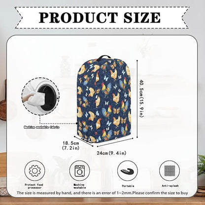 Butterfly Rooster Blender Dust Cover Stand Mixer or Coffee Maker Appliance Covers with Drawstring Anti Fingerprint Polyester Dust Stain Resistant Blender Cover for Home Kitchen