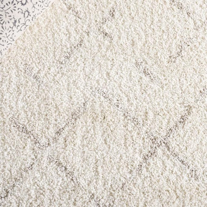 SAFAVIEH Arizona Shag Collection Area Rug - 9' Square, Ivory & Beige, Moroccan Boho Design, Non-Shedding & Easy to Clean, Ideal for Living Room, Bedroom, Dining Space (ASG743A)