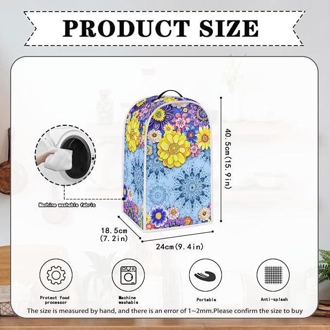 Boho Mandala Floral Toaster Cover 4 Slice Washable Blender Cover Kitchen Small Appliance Dust Cover for Coffee Maker Bread Maker Microwave Oven
