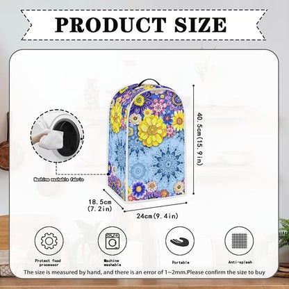 Boho Mandala Floral Toaster Cover 4 Slice Washable Blender Cover Kitchen Small Appliance Dust Cover for Coffee Maker Bread Maker Microwave Oven