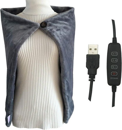 USB Heated Blanket/Shawl/Throws, 35"X23" Flannel Heating Cushion Pad Blanket for All Occasions Including Outdoor - 3 Heat Settings and 3-Hour Auto-Off (Gray)