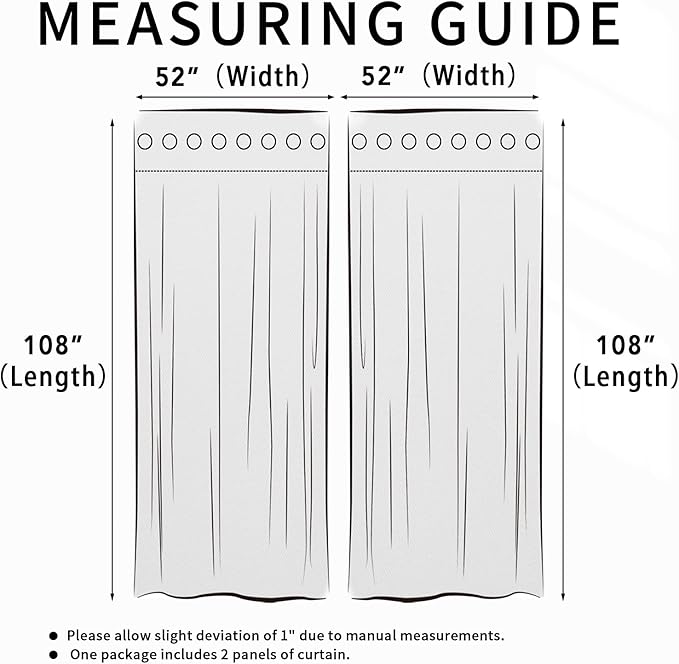Easy-Going Linen Look Blackout Curtain Grommet Window Curtain Drapes for Bedroom, Living Room Thermal Insulated Room Darkening (2 Panels, 52x108 inch, Grey)