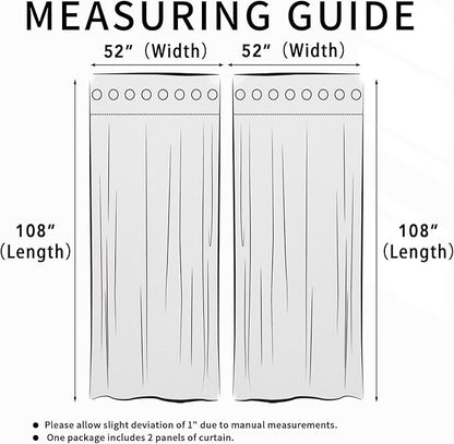 Easy-Going Linen Look Blackout Curtain Grommet Window Curtain Drapes for Bedroom, Living Room Thermal Insulated Room Darkening (2 Panels, 52x108 inch, Grey)