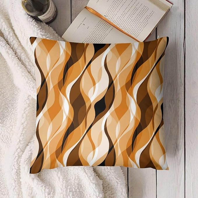Orange Throw Pillow Covers Modern Abstract Burnt Orange Striped Decorations for Bedroom Living Room Farmhouse Sofa Pillows Bed Couch 20x20 Inch
