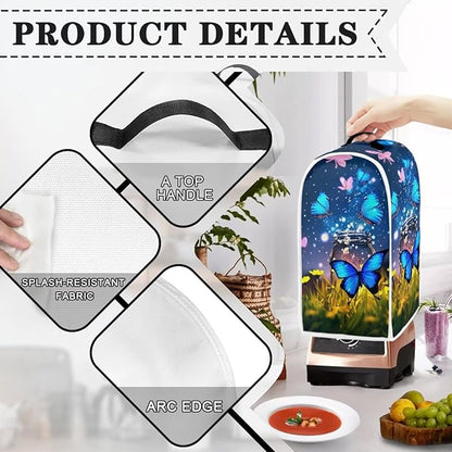 Talayituse Butterfly Flower Print Blender Dust Cover, Fingerprint Protection Cover for Stand Mixer or Coffee Machine, Home Kitchen Appliance Covers for Stain Dust Resistant Supplies