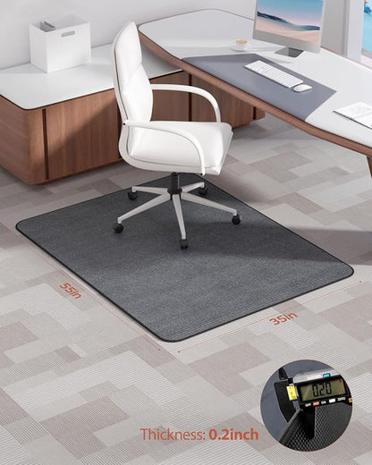Blvornl Office Chair Mat for Hardwood Floor and Low Pile Carpet, 35" x 55" Corduroy Surface Desk Rolling Chair Mat for Hard Floors, Heavy Duty Carpeted Floor Protector Rug for Home Office, Dark Grey