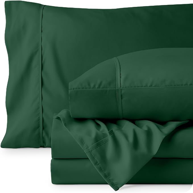 Bare Home Twin Sheet Set - 1800 Ultra-Soft Microfiber Twin Bed Sheets - Double Brushed - Deep Pockets - Easy Fit - Extra Soft - 3 Piece Set - Bedding Sheets & Pillowcases (Twin, Forest Green)