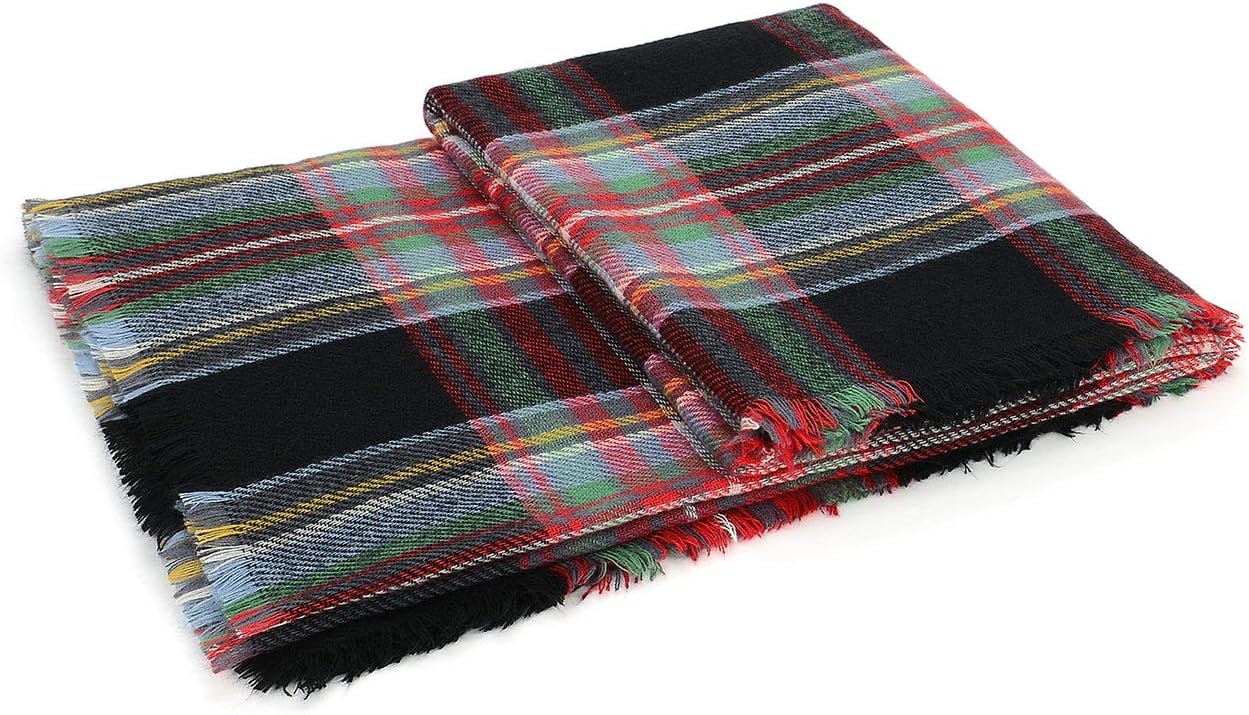 American Trends Women's Cozy Warm Winter Fall Blanket Scarf Stylish Soft Chunky Checked Giant Scarves Shawls