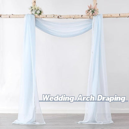 DONREN Scarf Curtain for Window - Home Decoration Sheer Voile Scarf Valance for Wedding (1 Panel, W52 x L216, Light Blue)