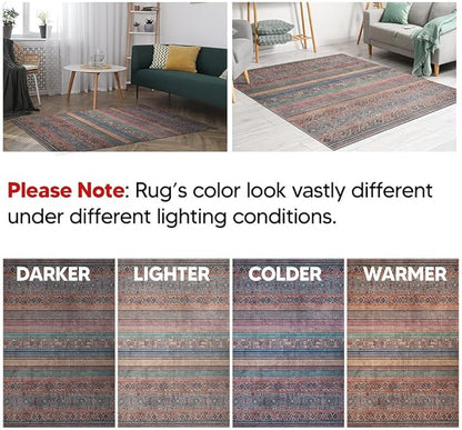 Keen Home Design 4x6 Rug - Machine Washable Area Rug with Non-Slip Backing, Ideal for Living Room, Dining Room, Bedroom - Vintage, Easy Clean, Durable, Low Pile Rug - (4' x 6')