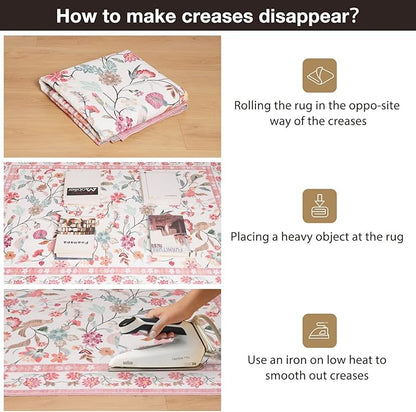 40"x50" Pink Floral Office Chair Rug, Easy to Clean Computer Chair Rug, Under Desk Rugs for Home Office, Desk Rugs for Rolling Chairs, Floor Mat for Hardwood Floors, Desks Carpet for Tile Floor