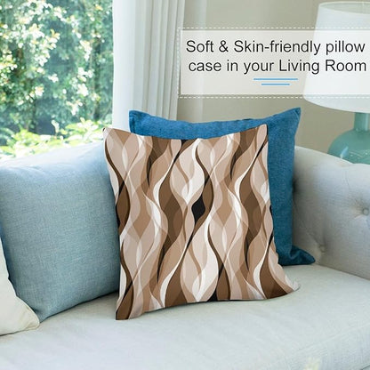 Brown Throw Pillow Covers Modern Abstract Grey and Brown Striped Decorations for Bedroom Living Room Farmhouse Sofa Pillows Bed Couch 22x22 Inch