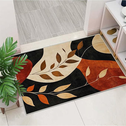 2x3 Entryway Area Rug Black Brown Tan Bathroom Rug Non Slip Machine Washable Low Pile Small Carpet Kitchen Bedroom Door Mat Entrance