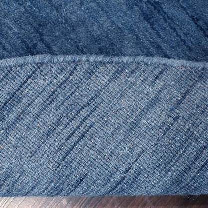 Hand Knotted Loom Wool ECO-Friendly Area Rugs - 6'x6', Round, Blue Color, Solid Plain Design, High Pile Thick Handmade Anti Skid Area Rugs for Living Room, Bed Room (L00111)