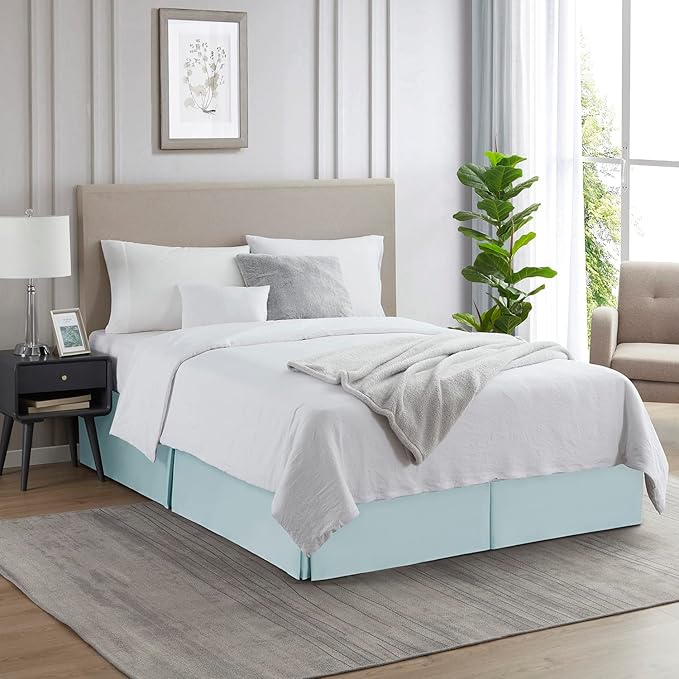 Nestl Light Baby Blue Full Bed Skirt - Full Size Bed Skirt 14 Inch Drop - Brushed Microfiber Bed Skirts - Hotel Quality Pleated Bed Skirt - Shrinkage & Fade Resistant