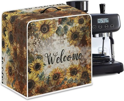 Mumeson Sunflower Coffee Maker Cover, Modern Stand Blender Mixer Juice Machine Covers, Coffee Beans Design Extra Large Lightweight Kitchen Appliance Covers with Handle