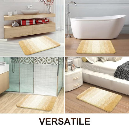 OLANLY Bathroom Rugs Mat 24x16, Extra Soft Absorbent Microfiber Bath Rugs, Rubber Backing, Quick Dry, Washable Bath Mats for Bathroom Floor, Tub and Shower, Home Decor Accessories, Light Yellow
