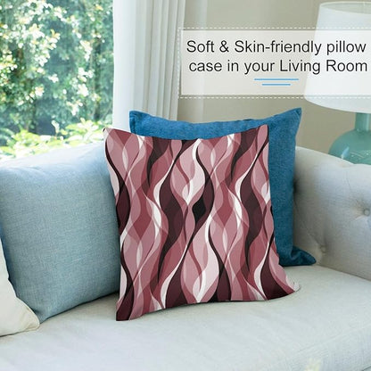 Burgundy Throw Pillow Covers Modern Abstract Ombre Burgundy Striped Decorations for Bedroom Living Room Farmhouse Sofa Pillows Bed Couch 18x18 Inch