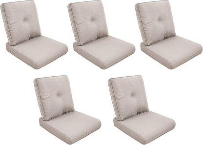 Patio Cushions for Outdoor Furniture - 22" x 25" x 4" UV Resistant Thick Foam Cushions Water Resistant Replacement Cushion for Outdoor Patio Furniture Chair/Sofa/Couch | Beige | 5-Pack |