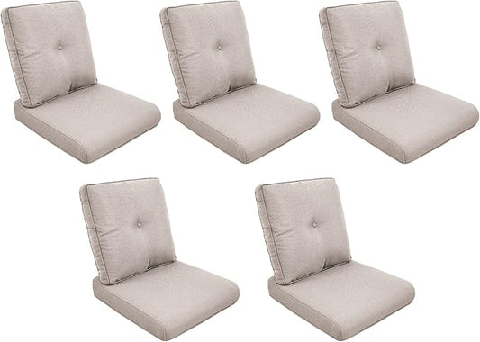 Patio Cushions for Outdoor Furniture - 22" x 25" x 4" UV Resistant Thick Foam Cushions Water Resistant Replacement Cushion for Outdoor Patio Furniture Chair/Sofa/Couch | Beige | 5-Pack |
