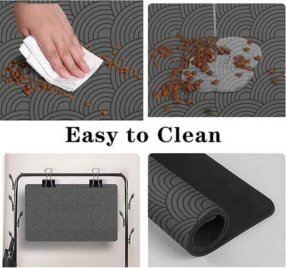 Dog Food Mat for Floors, Absorbent and Quick-Drying Pet Cat Food Mat,Anti-Fouling and Easy-to-Clean Pet Feeding Mat,Dog Bowl Mats for Messy Drinking Water Bowls.12 x20inch Boho Style