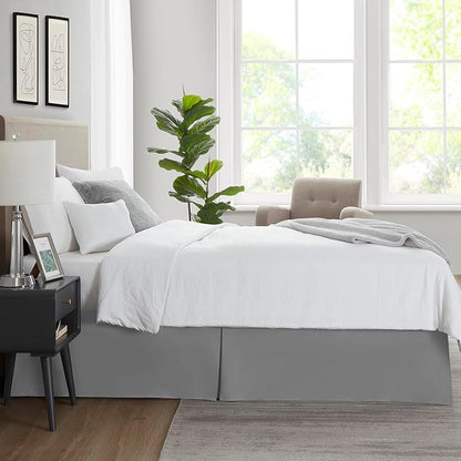 Nestl Grey Bed Skirt Queen Size - Queen Bed Skirt 14 Inch Drop - Brushed Microfiber Bed Skirts - Hotel Quality Pleated Bed Skirt - Shrinkage & Fade Resistant