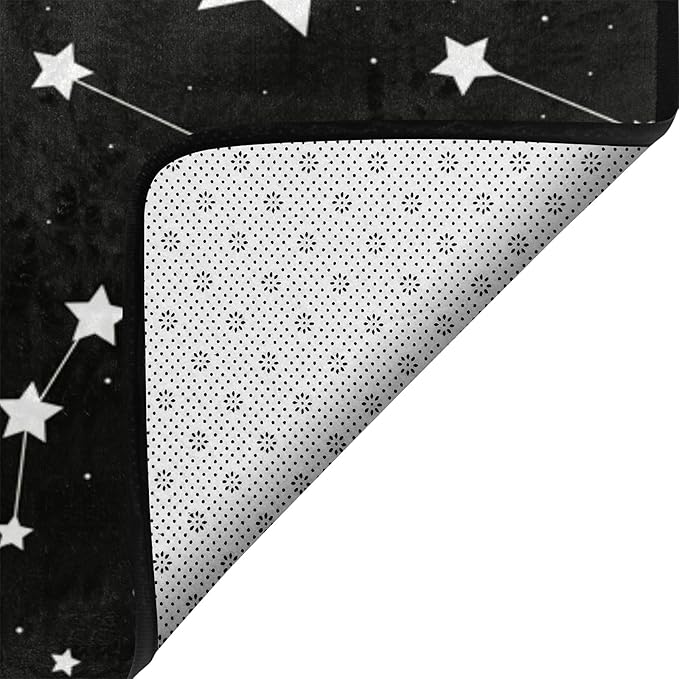 9CH Magic Constellation Area Rug 5'x7' - Black White Star Space Rugs Non-Slip Star Sky Carpet Mat for Bedroom Dinning Dorm Living Room Home Decorative