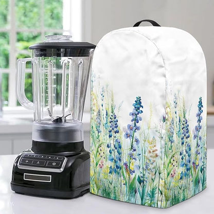 Blue Green Floral Coffee Machine Dust Cover Appliance Dust Covers Anti Fingerprint Polyester Dust Proof Blender Cover for Home Kitchen Blender Juicer Dust Cover