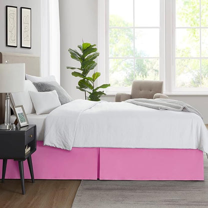 Nestl Light Pink Twin XL Bed Skirt - Twin XL Size Bed Skirt 14 Inch Drop - Brushed Microfiber Bed Skirts - Hotel Quality Pleated Bed Skirt - Shrinkage & Fade Resistant