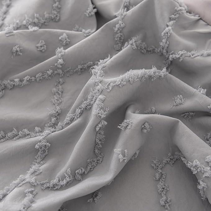 Bed Skirt King Size Ruffled Bed Skirt with Split Corners, 18 Inch Drop Dust Ruffle Bed Skirts with Platform, Boho Tufted Shabby Chic Full Size Bed Skirts, Light Grey