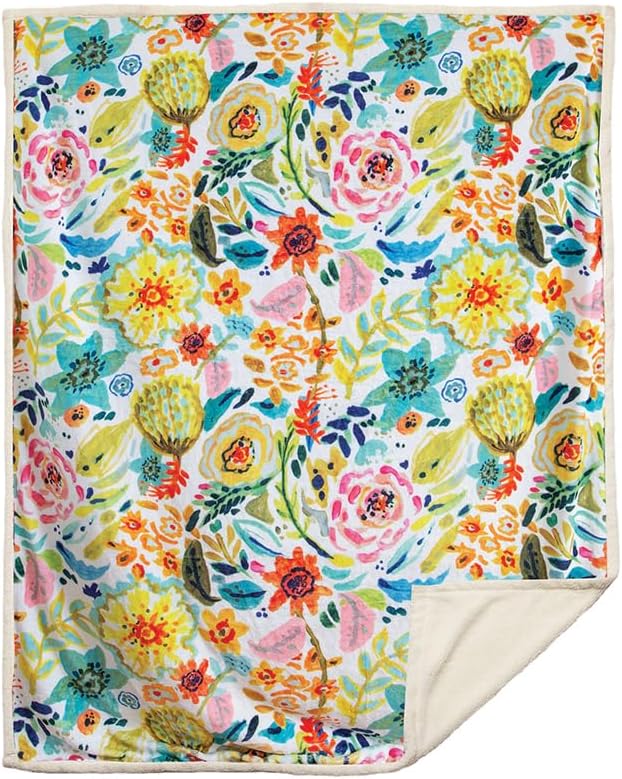 CARSTENS, INC. Ultra Premium Super Soft Plush Sherpa Fleece Oversized Throw Blanket 54" x 68", Field of Flowers