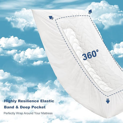 GRT Full Mattress Protector, 100% Waterproof Mattress Protector Full with Dual-Layers Protection, Noiseless Quilted Fitted Mattress Pad Cover with 8"-26" Deep Pocket