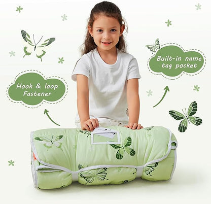 Toddler Nap Mat with Pillow and Blanket, Extra Large Rolled Napping Mats,Slumber Bags for Boys Girls,Kids Sleeping Bag for Daycare, Preschool Travel Camping