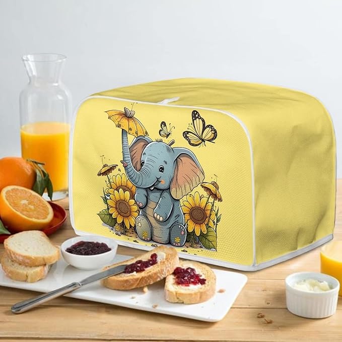 ZFRXIGN Elephant Sunflower Toaster Cover 4 Slice Small Appliance Covers Kitchen Microwave Oven Dust Cover Case Protector Waterproof Toaster Covers Butterfly Yellow