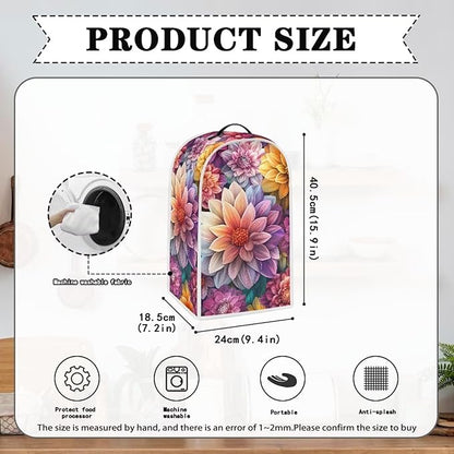 Bright Blossoms Dust Cover for Coffee Maker Boho Mandala Floral Kitchen Blender Cover Bread Maker Toaster Oven Dustproof Protector Covers