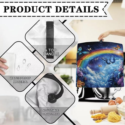 Butterfly Stand Mixer Cover Starry Rainbow Mixer Cover Kitchen Aid Cover Dust Cover with 2 Pocket and Handle Kitchen Appliance Coffee Maker Toaster Dust Covers