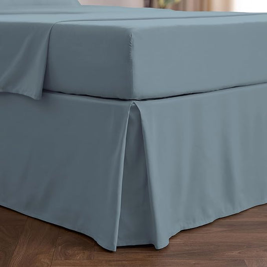 Mellanni Bed Skirt Queen Size - Bed Skirting - 15-Inch Tailored Drop Pleated Dust Ruffle - Hotel Luxury Bedding - Wrinkle, Fade, Stain Resistant - 1 Bedskirt (Queen, Spa Blue)
